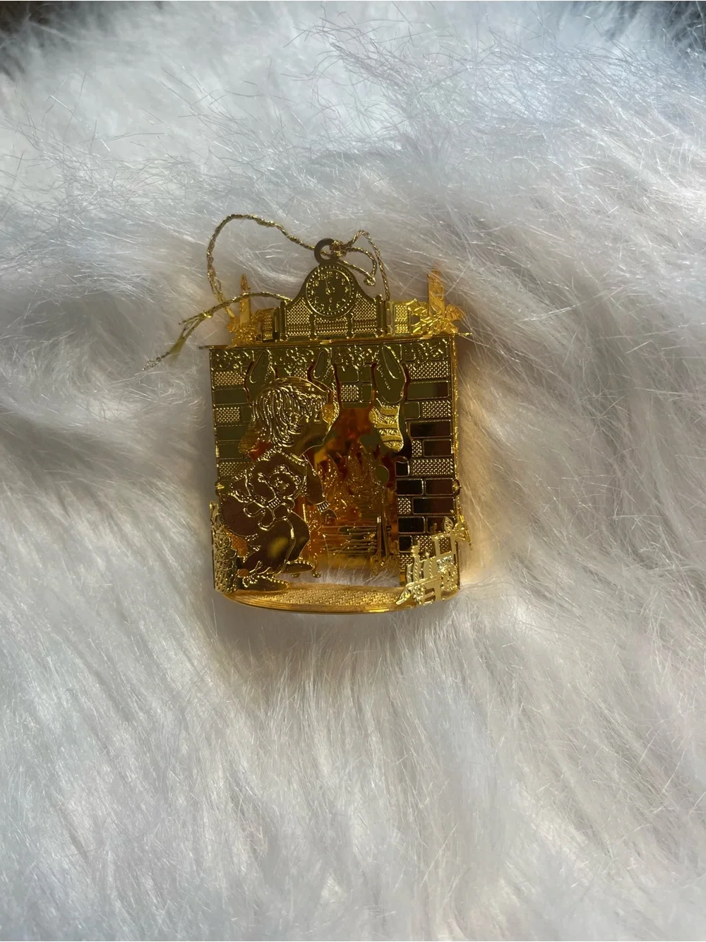 Danbury Mint 2001 23KT Gold Plated Ornament “Waiting For Santa”.